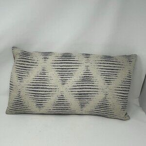 Room and Board throw pillow accent cream blue diamond soft feathers lumbar 12x22